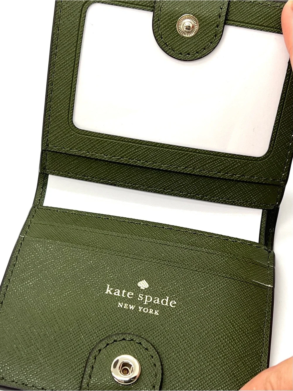 Kate Spade Kayla Small L-Zip Bifold Wallet Sapling Green Leather NWT